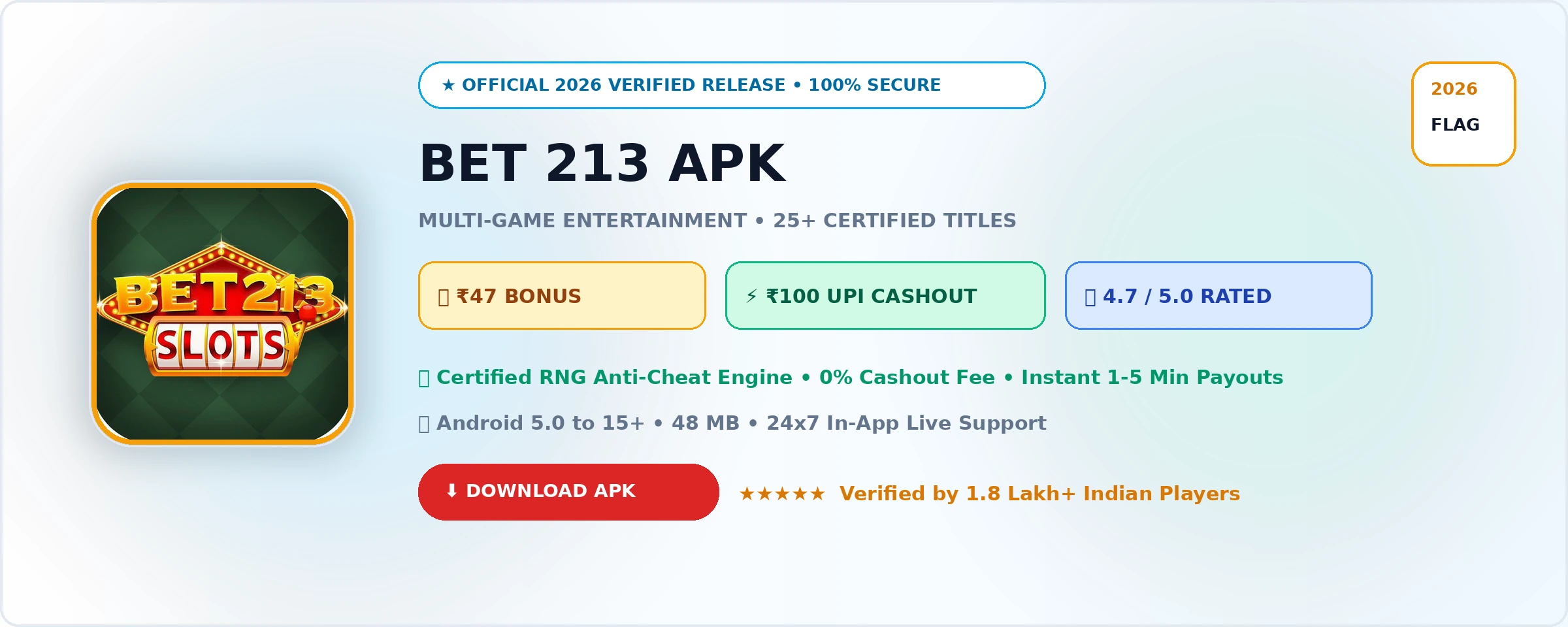 Bet 213 Official 2026 Game Banner