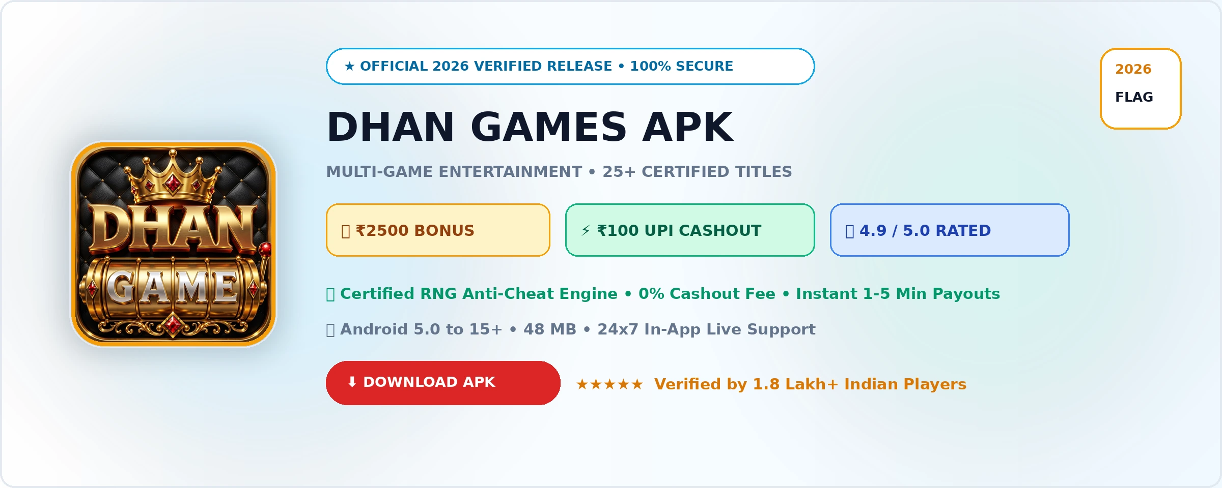 Dhan Games Official 2026 Game Banner