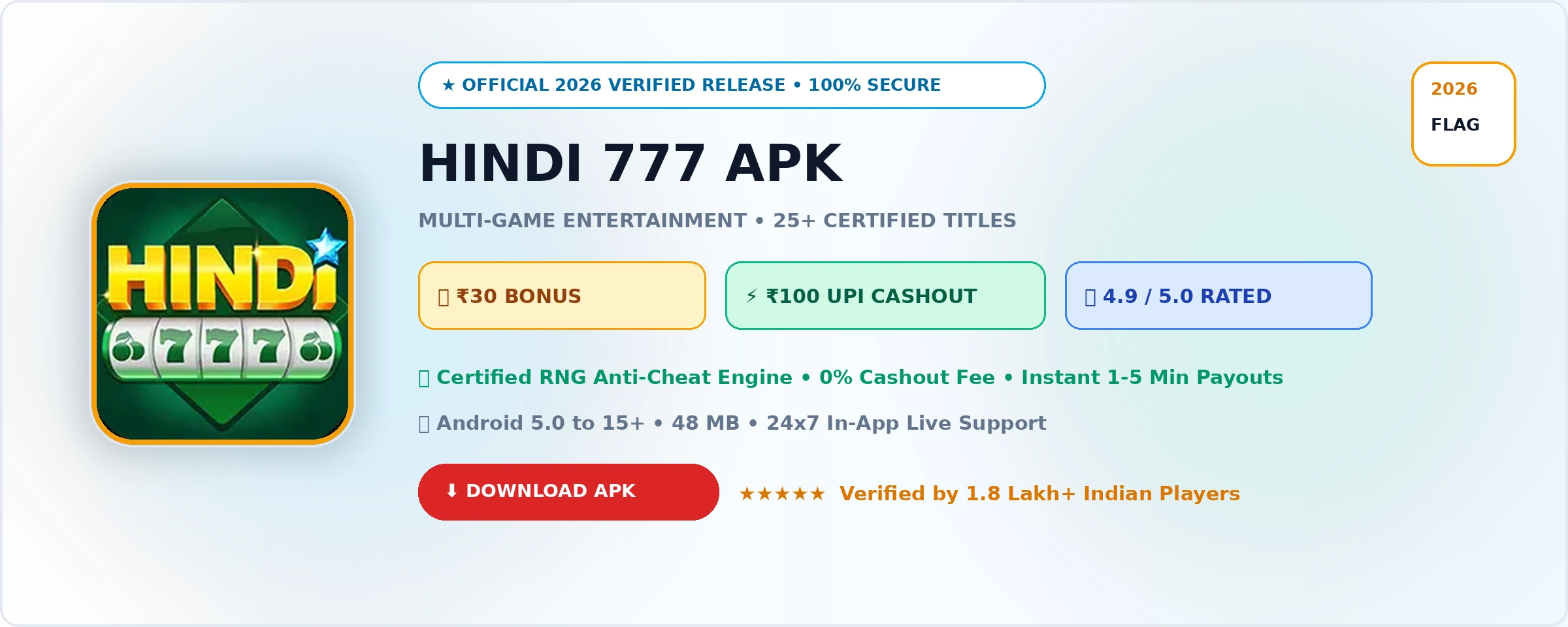 Hindi 777 Official 2026 Game Banner
