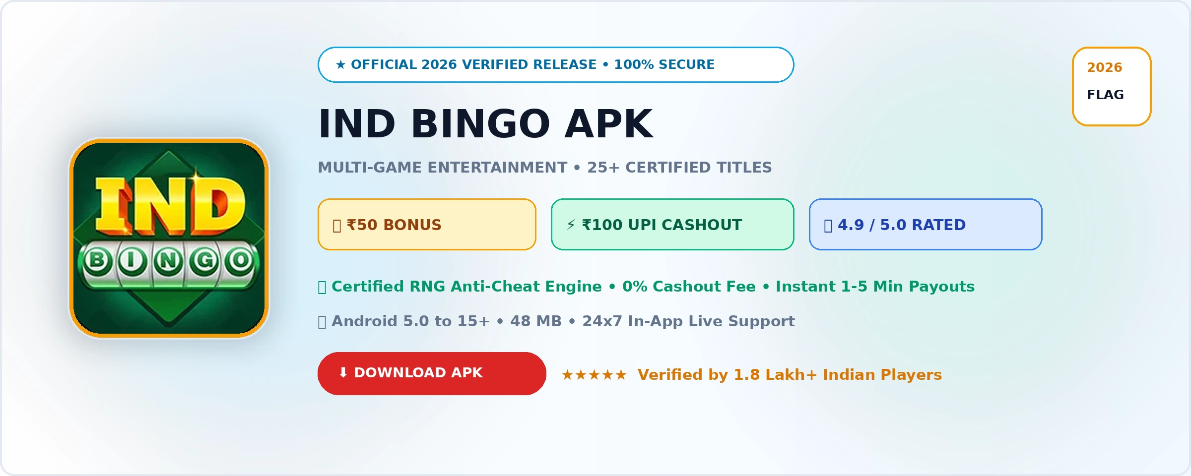 IND Bingo Official 2026 Game Banner