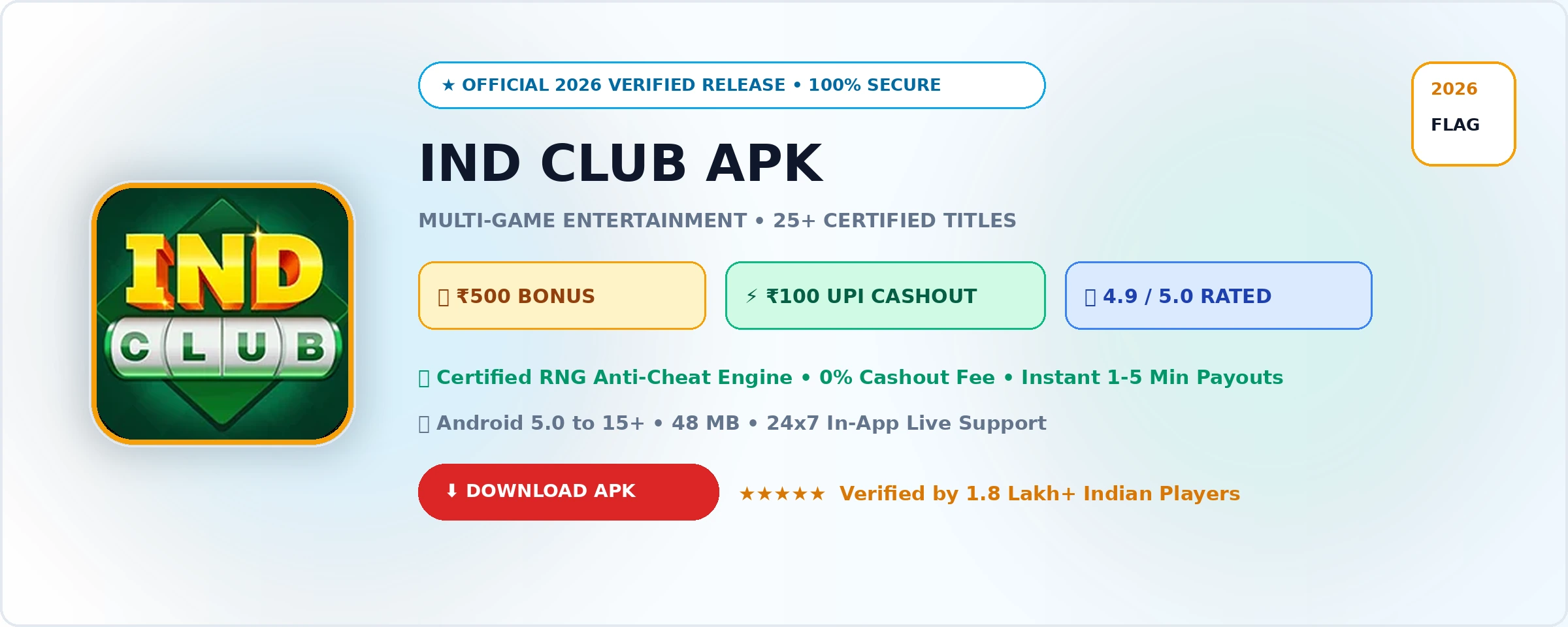 IND Club Official 2026 Game Banner