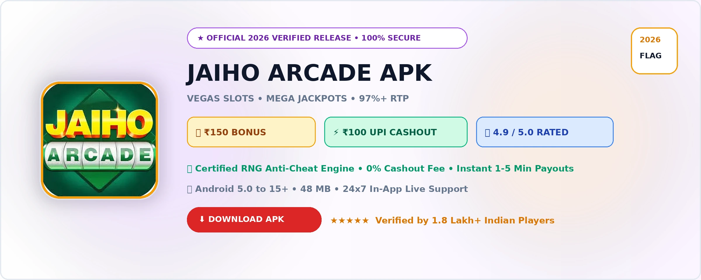 Jaiho Arcade Official 2026 Game Banner