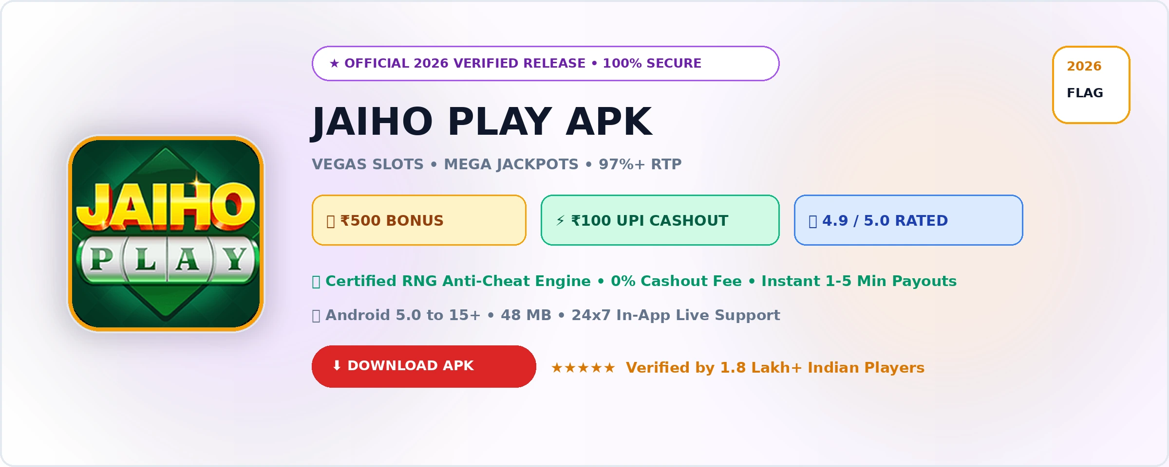 Jaiho Play Official 2026 Game Banner