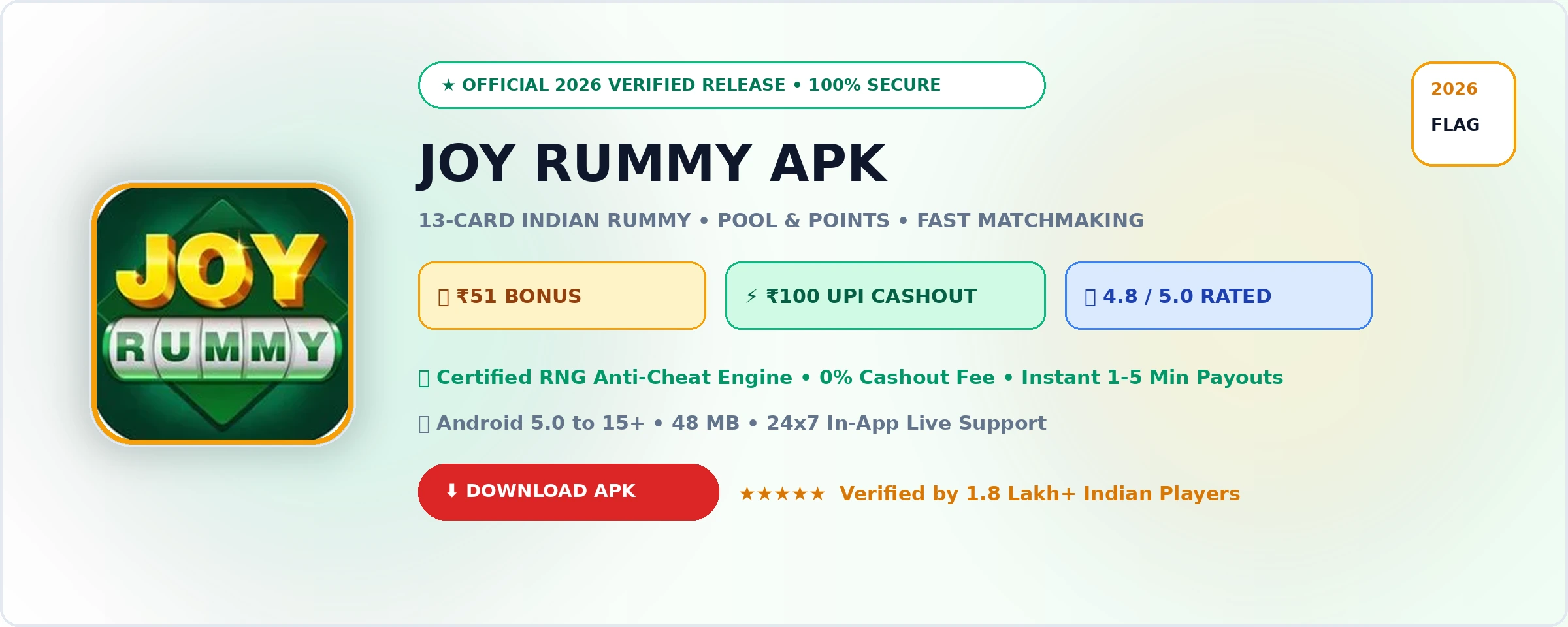 Joy Rummy Official 2026 Game Banner
