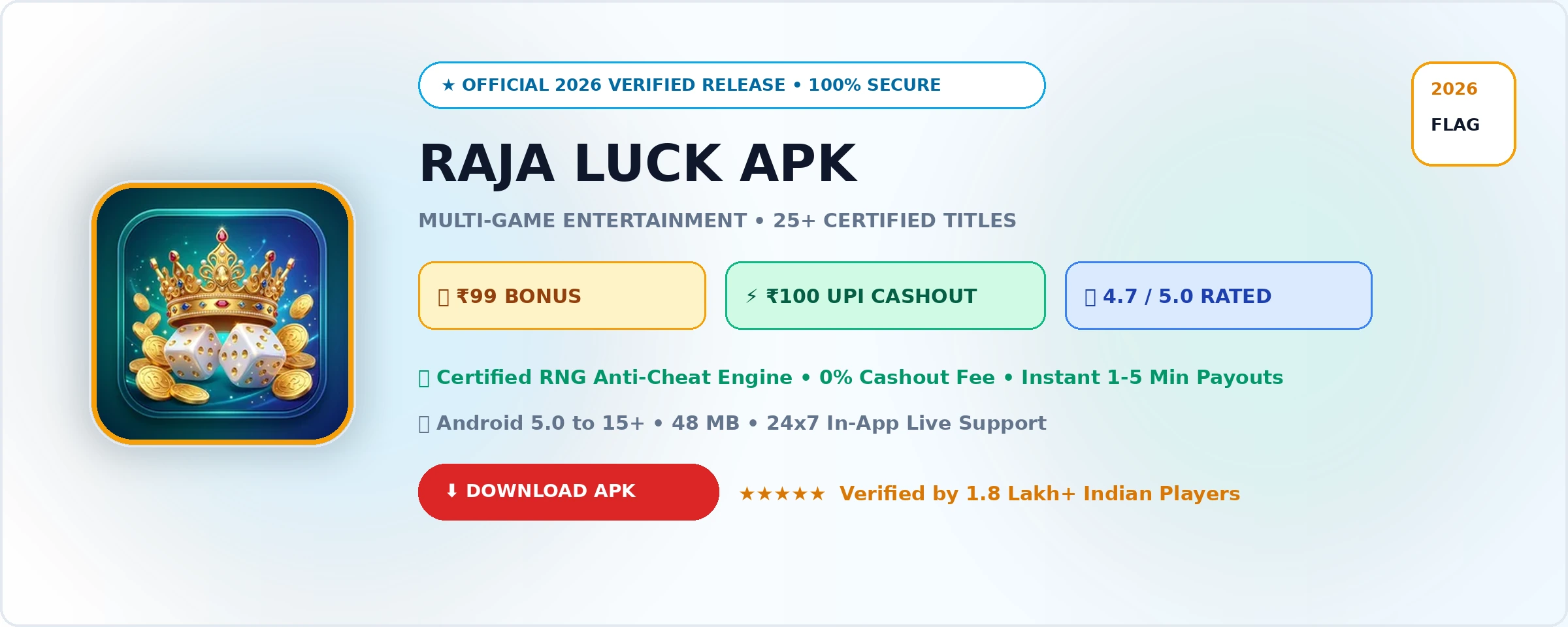 Raja Luck Official 2026 Game Banner
