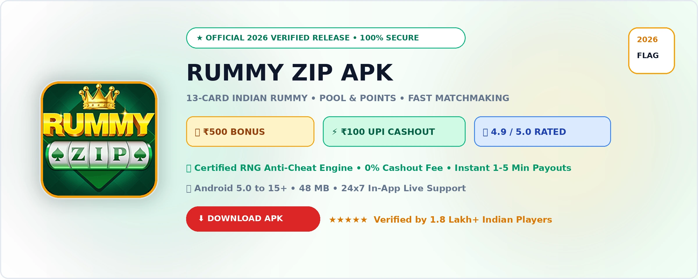 Rummy Zip Official 2026 Game Banner