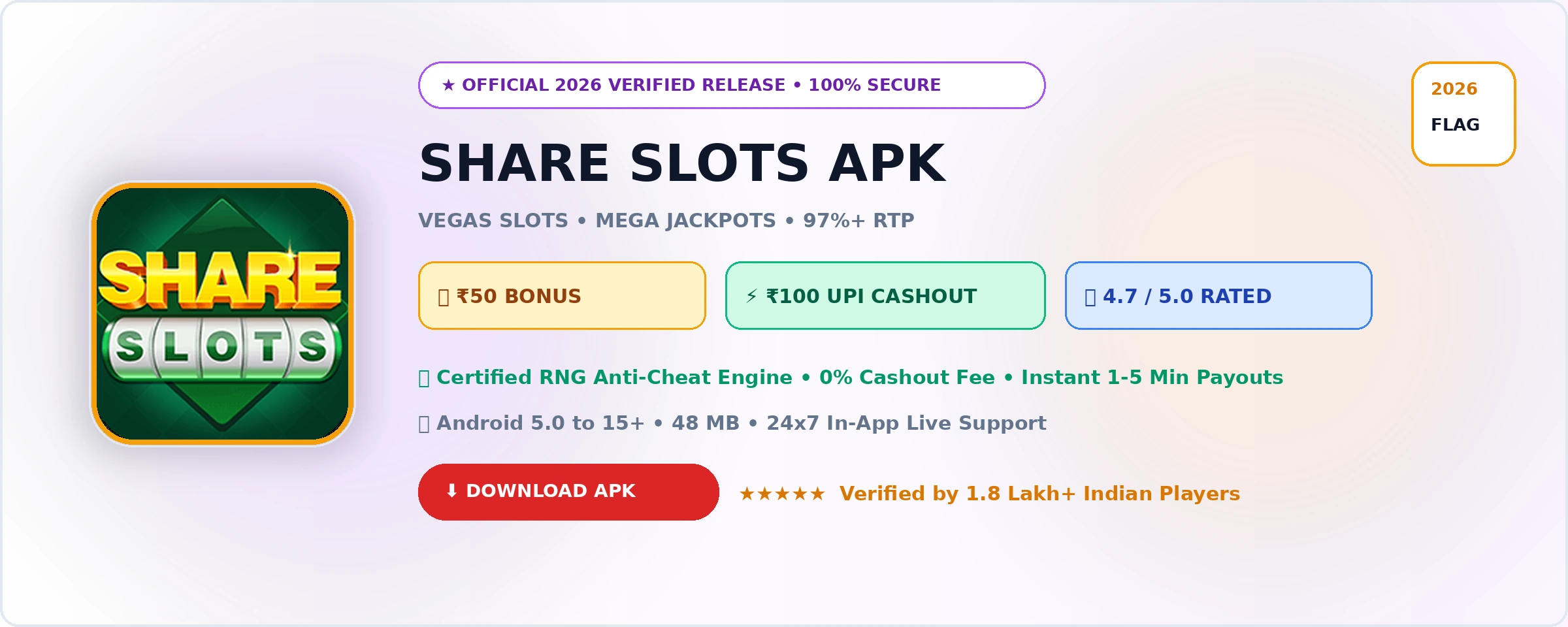 Share Slots Official 2026 Game Banner