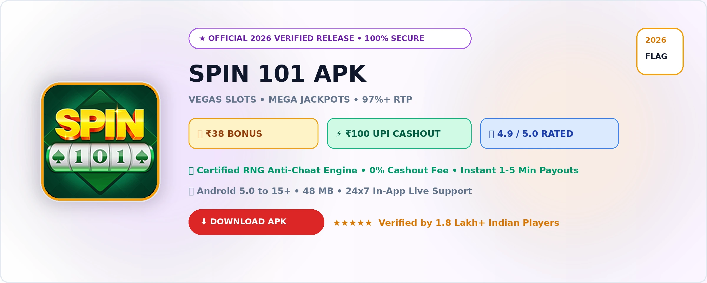 Spin 101 Official 2026 Game Banner