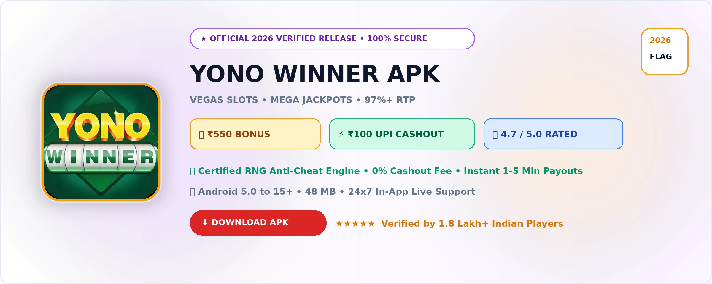 Yono Winner Official 2026 Game Banner